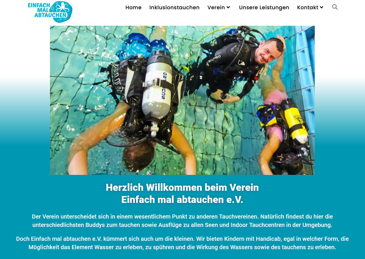einfach_abtauchen_web Bild mit einem Auszug aus der Webseite von "einfach-mal-abtauchen.com"